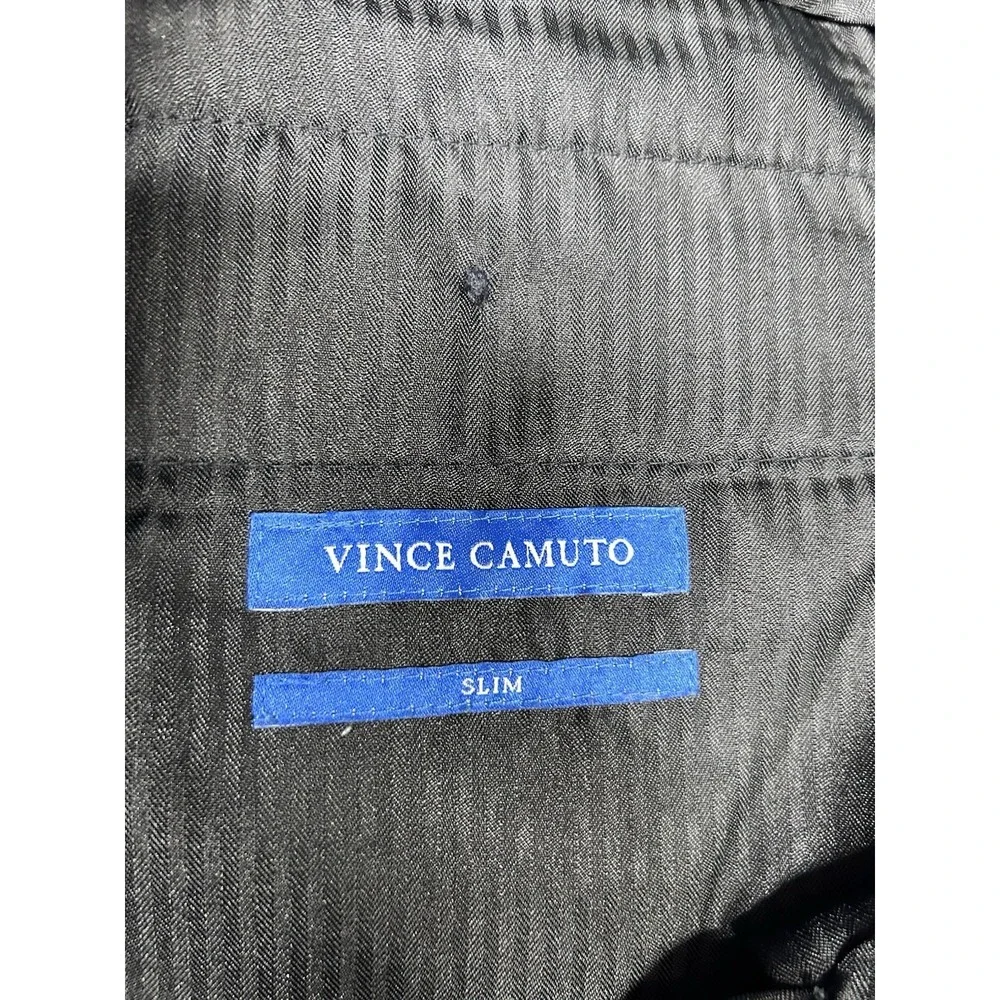 Vince Camuto Slim Fit  Blue Herringbone 2-Piece Suit 46L/36W 34L 2-Btn